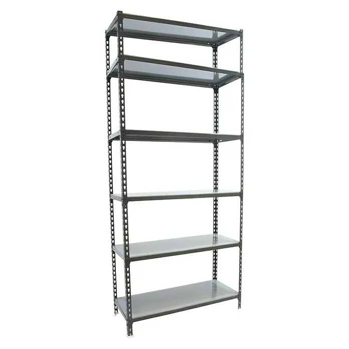 Simonrack Simonclick Metallregal - L x B x H: 30 x 90 x 250 cm, Traglast: 180 kg/Boden, Anzahl Böden: 6 Stk., Stecken, Anthrazit/Silber - Diagonale Ansicht