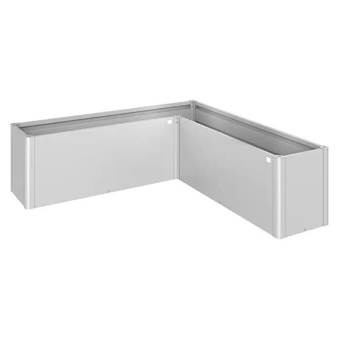 Biohort Hochbeet Belvedere L - L x B x H: 201 x 201 x 61 cm, Silber Metallic, Stahl - Diagonale Ansicht