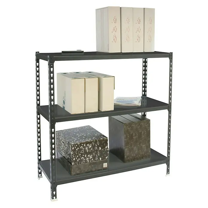 Simonrack Simonclick Metallregal Mega - L x B x H: 40 x 120 x 90 cm, Traglast: 180 kg/Boden, Anzahl Böden: 3 Stk., Stecken, Anthrazit - Diagonale Ansicht
