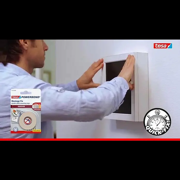 Tesa Powerbond Montageband Indoor - 5 m x 19 mm - tesa doppelseitiges Montageband Powerbond für Innen INDOOR