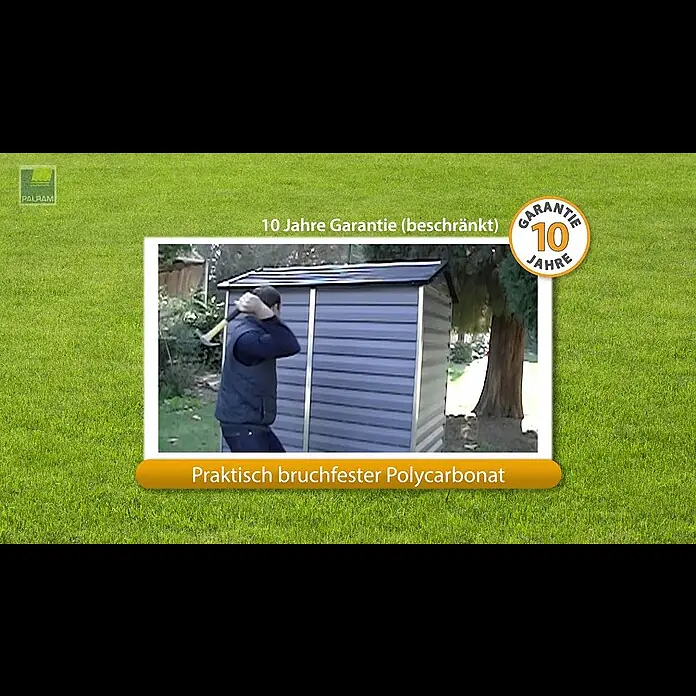 Gerätehaus Skylight - Außenbreite inkl. Dachüberstand: 101 cm, Außentiefe inkl. Dachüberstand: 185 cm, Metall, Anthrazit/Grau - Produktvideo Palram Gerätehaus Skylight