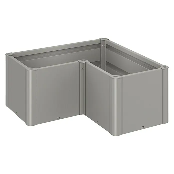 Biohort Hochbeet Belvedere L - L x B x H: 102 x 102 x 45 cm, Quarzgrau Metallic, Stahl - Diagonale Ansicht