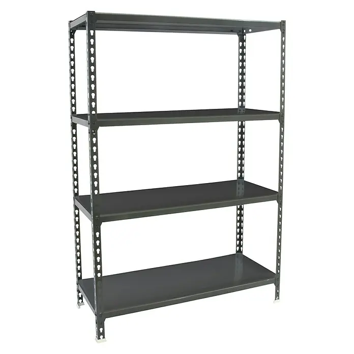 Simonrack Simonclick Metallregal Super Plus - L x B x H: 40 x 110 x 150 cm, Traglast: 180 kg/Boden, Anzahl Böden: 4 Stk., Stecken, Anthrazit - Diagonale Ansicht