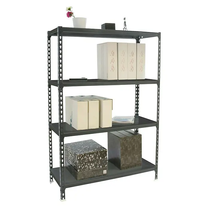 Simonrack Simonclick Metallregal Super Plus - L x B x H: 40 x 110 x 150 cm, Traglast: 180 kg/Boden, Anzahl Böden: 4 Stk., Stecken, Anthrazit - Anwendungsbeispiel