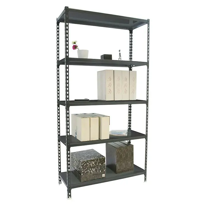 Simonrack Simonclick Metallregal - L x B x H: 50 x 90 x 180 cm, Traglast: 180 kg/Boden, Anzahl Böden: 5 Stk., Stecken, Anthrazit - Anwendungsbeispiel