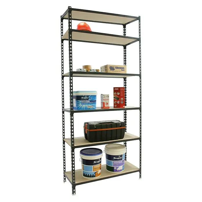 Simonrack Maderclick Metallregal Plus - L x B x H: 40 x 100 x 250 cm, Traglast: 150 kg/Boden, Anzahl Böden: 6 Stk., Stecken, Anthrazitgrau - Anwendungsbeispiel
