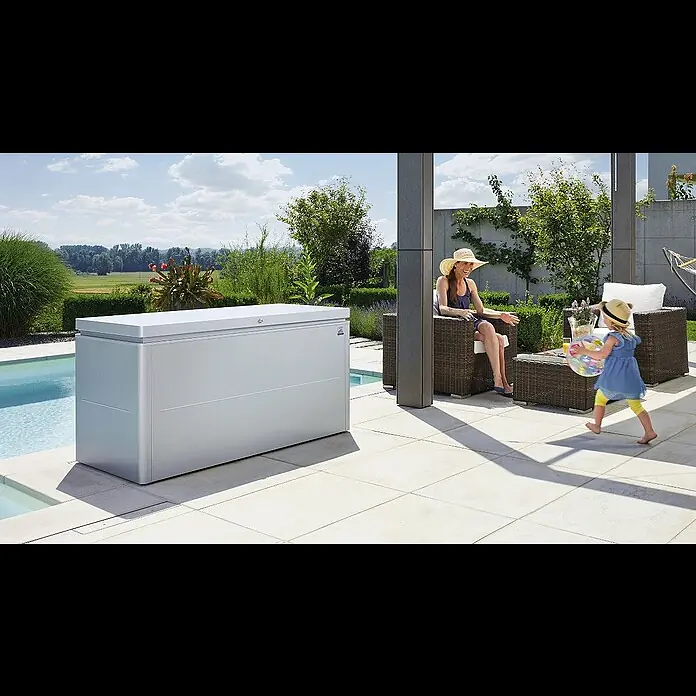Biohort Garten-Aufbewahrungsbox LoungeBox - L x B x H: 160 x 70 x 84 cm, Silber Metallic, Stahl - Aufbewahrungsbox Loungebox