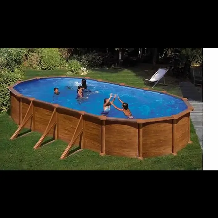 Gre Piscina ovalada desmontable Mauritius - L x An x Al: 500 x 300 x 132 cm, 16.210 l, Marrón claro - Mauritius