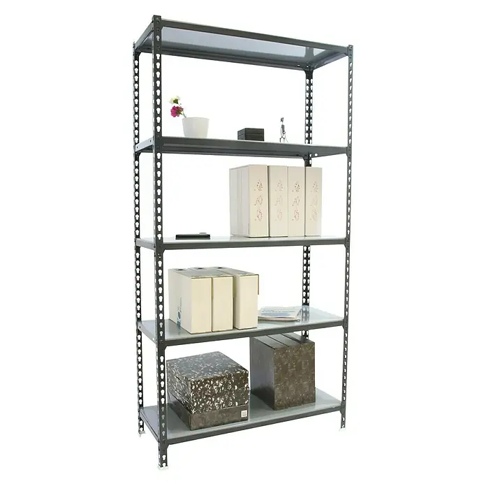 Simonrack Simonclick Metallregal - L x B x H: 40 x 90 x 180 cm, Traglast: 180 kg/Boden, Anzahl Böden: 5 Stk., Stecken, Anthrazit/Silber - Anwendungsbeispiel