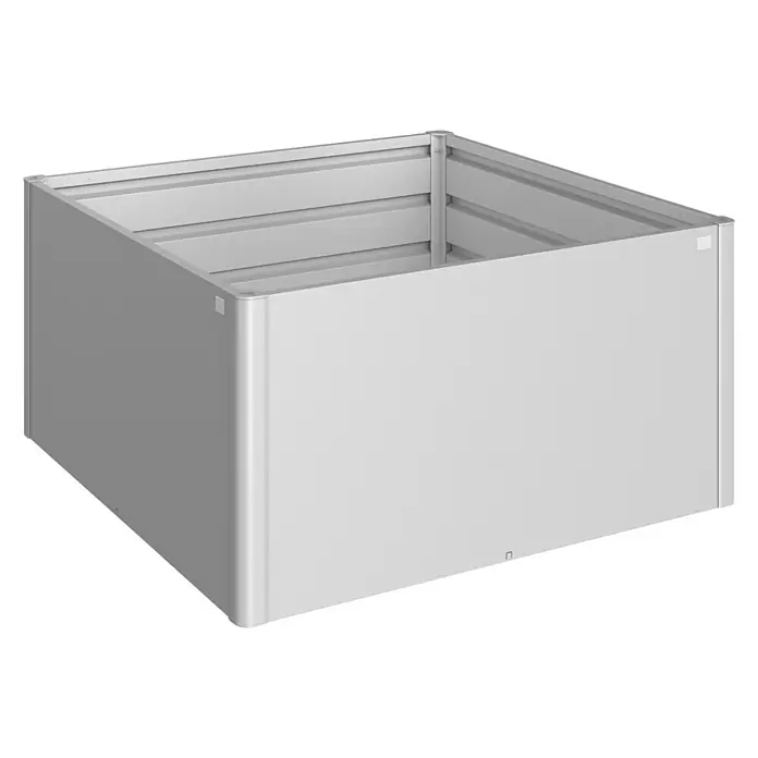 Biohort Hochbeet - L x B x H: 152 x 152 x 77 cm, Stahl, Silber Metallic - Diagonale Ansicht