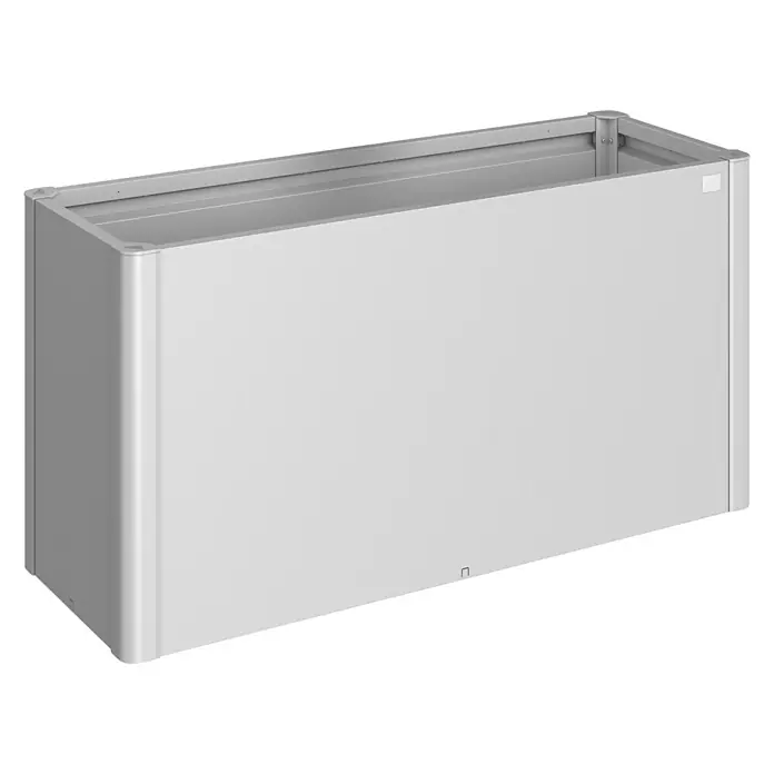 Biohort Hochbeet Belvedere - L x B x H: 53 x 152 x 77 cm, Silber Metallic, Stahl - Diagonale Ansicht