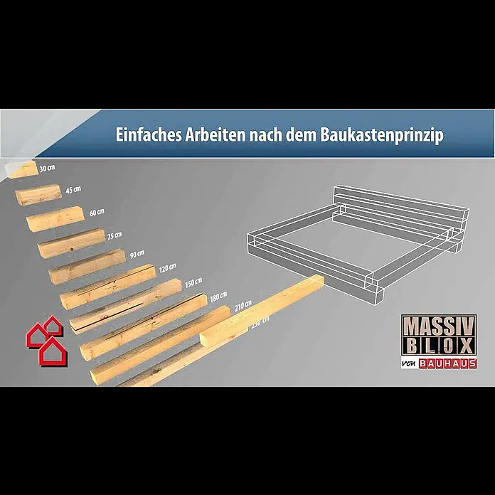 Massiv Blox Holzbalken - L x B x H: 210 x 15 x 15 cm, Buche - Massiv Blox