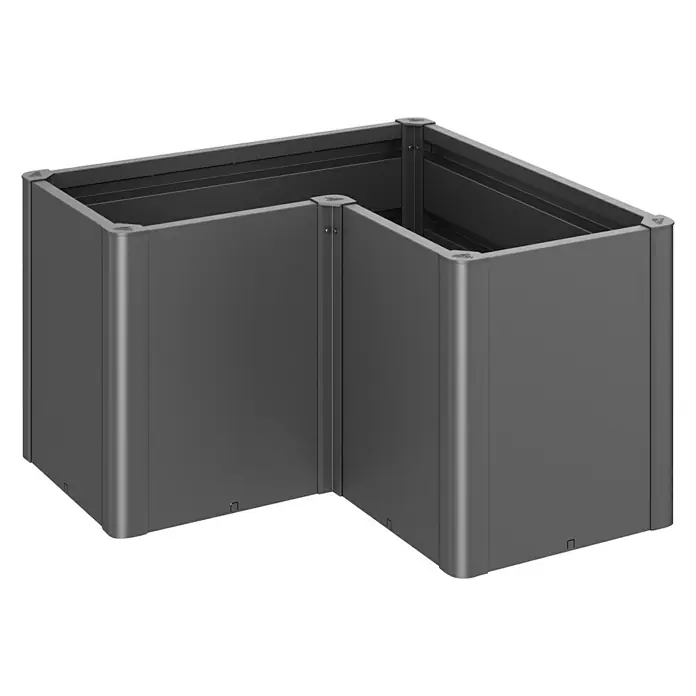 Biohort Hochbeet Belvedere L - L x B x H: 61 x 102 x 102 cm, Dunkelgrau Metallic, Stahl - Diagonale Ansicht