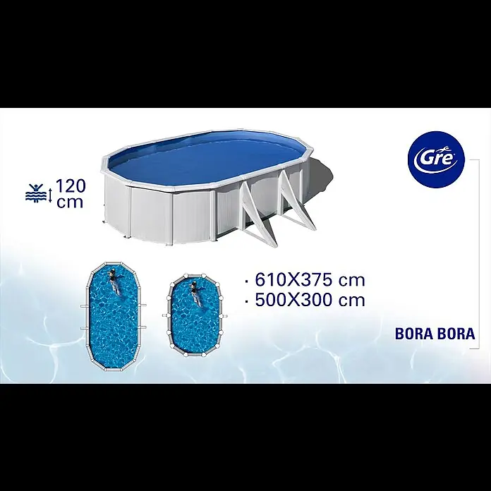 Gre Piscina circular Bora Bora - Ø x Al: 460 x 120 cm, 17.450 l, Blanco - Bora