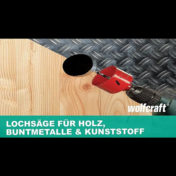 Wolfcraft Lochsäge - Arbeitsdurchmesser: 32 mm, Schnitttiefe: 40 mm - BI-Metall Lochsägen: Für Holz, Buntmetalle und Kunststoffe | wolfcraft
