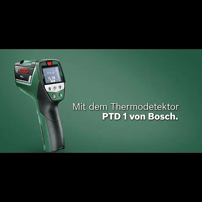 Bosch Thermodetektor PTD 1 - -20 °C bis +200 °C (Oberflächen), Optimaler Messabstand: 0,5 - 1 m - produktvideo Thermodetektor PTD 1