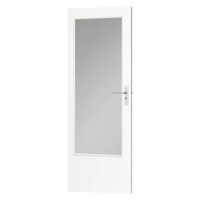 BAUHAUS Binnendeur BB-ME groot glas - 78 x 201,5 cm, Draairichting: Links, Wit, Opdek, Honingraat - Diagonaal zicht