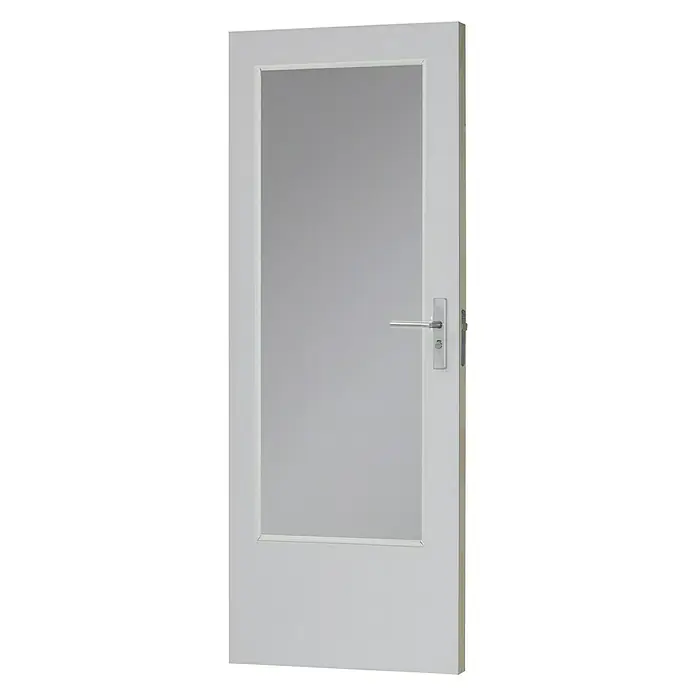 BAUHAUS Binnendeur BB-HG groot glas - 73 x 201,5 cm, Draairichting: Links- & rechts, Wit, Stomp, Honingraat - Diagonaal zicht