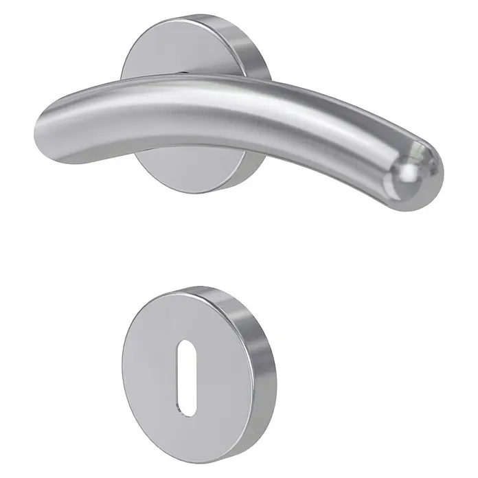 Diamond Doors Modern Zimmertürgarnitur Swing - Türstärke: 40 mm - 45 mm, Buntbart BB, Edelstahl, L-Form - Diagonale Ansicht