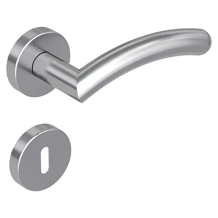 Diamond Doors Modern Zimmertürgarnitur Swing - Türstärke: 40 mm - 45 mm, Buntbart BB, Edelstahl, L-Form - Diagonale Ansicht