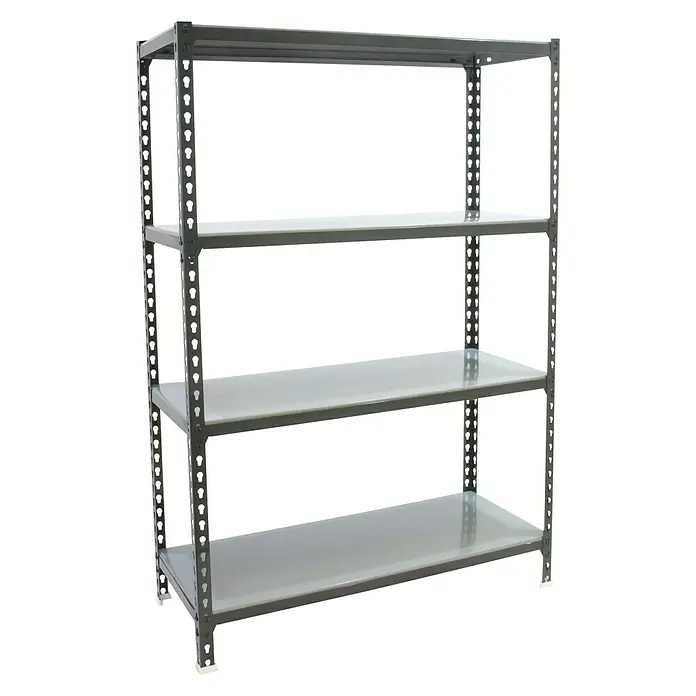 Simonrack Simonclick Metallregal Mega - L x B x H: 40 x 120 x 150 cm, Traglast: 180 kg/Boden, Anzahl Böden: 4 Stk., Stecken, Anthrazit/Silber - Diagonale Ansicht