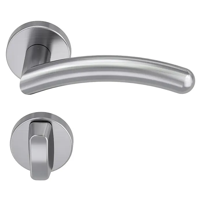 Diamond Doors Modern Zimmertürgarnitur WC Swing - Türstärke: 40 mm - 45 mm, Schlitzkopf/Olive SK/OL, Edelstahl, L-Form - Diagonale Ansicht