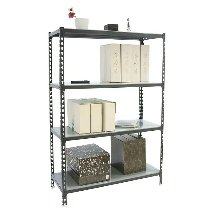 Simonrack Simonclick Metallregal Mega - L x B x H: 40 x 120 x 150 cm, Traglast: 180 kg/Boden, Anzahl Böden: 4 Stk., Stecken, Anthrazit/Silber - Anwendungsbeispiel
