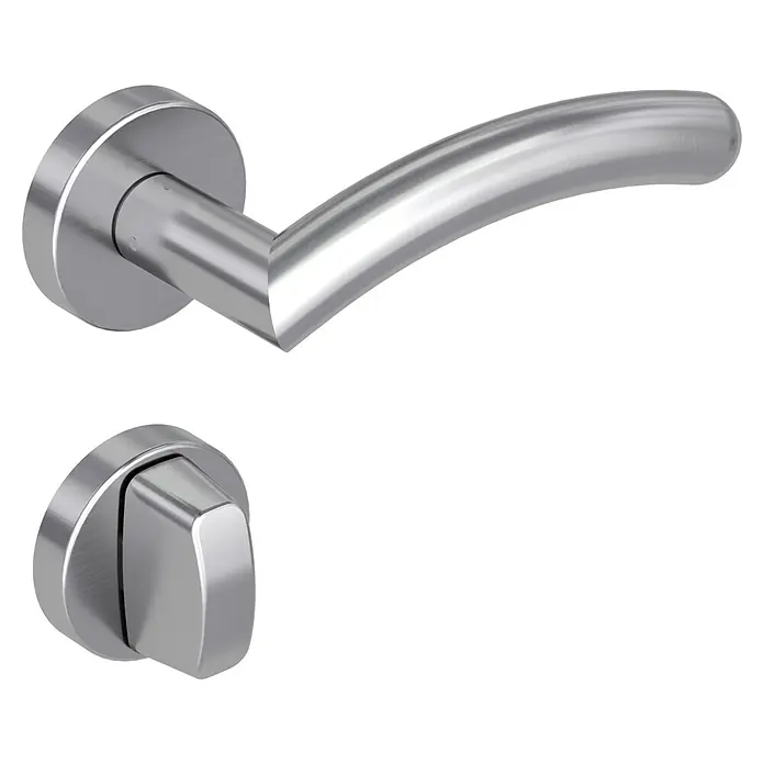 Diamond Doors Modern Zimmertürgarnitur WC Swing - Türstärke: 40 mm - 45 mm, Schlitzkopf/Olive SK/OL, Edelstahl, L-Form - Diagonale Ansicht