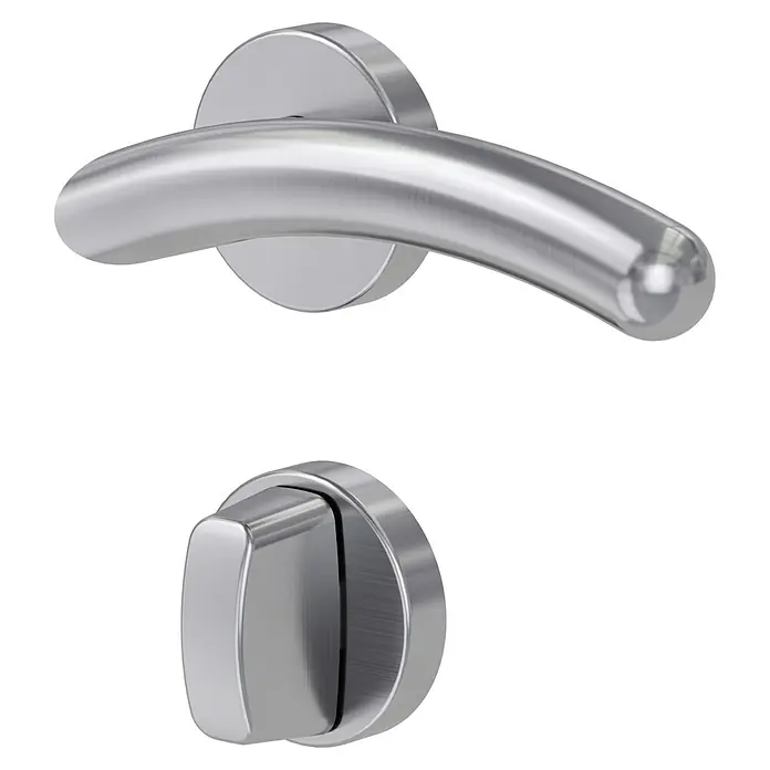 Diamond Doors Modern Zimmertürgarnitur WC Swing - Türstärke: 40 mm - 45 mm, Schlitzkopf/Olive SK/OL, Edelstahl, L-Form - Diagonale Ansicht
