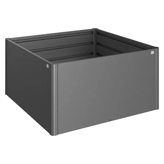 Biohort Hochbeet - L x B x H: 152 x 152 x 77 cm, Stahl, Dunkelgrau Metallic - Diagonale Ansicht