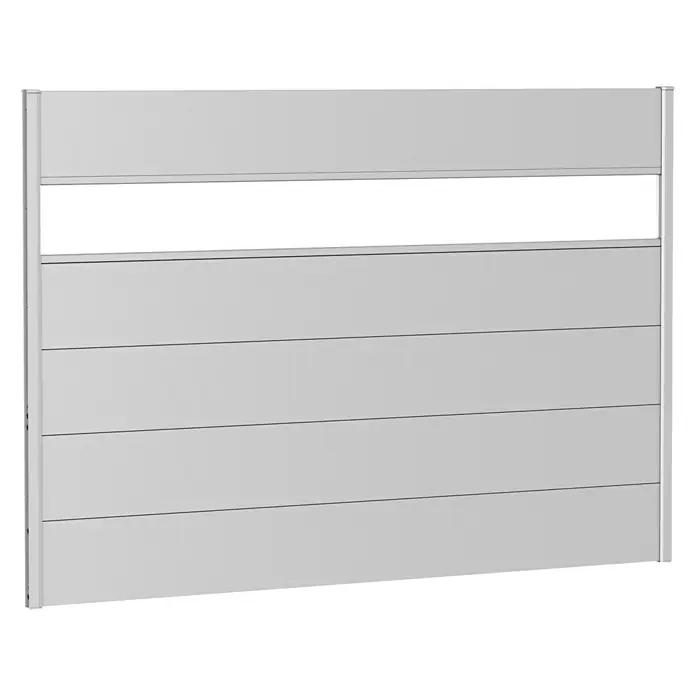 Biohort Sichtschutzelement - B x H: 200 x 135 cm, Kunststoff, Silber Metallic - Diagonale Ansicht
