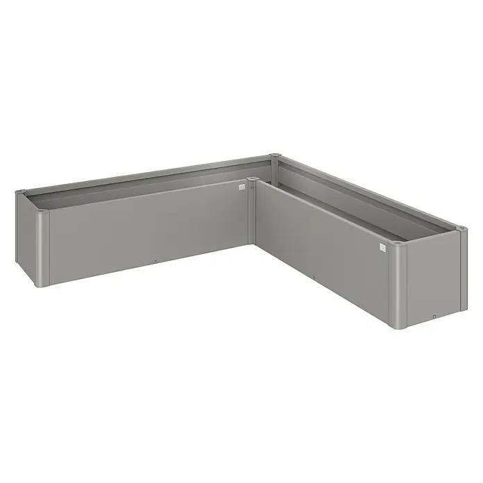 Biohort Hochbeet Belvedere L - L x B x H: 201 x 201 x 45 cm, Quarzgrau Metallic, Stahl - Diagonale Ansicht