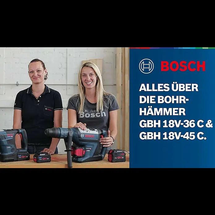 Bosch Professional Biturbo Akku-Bohrhammer 18V-45 C - 18 V, Ohne Akku, Einzelschlagstärke: 12,5 J - Alles über die Bosch Professional GBH 18V-36 C & GBH 18V-45 C BITURBO Brushless Akkubohrhämmer