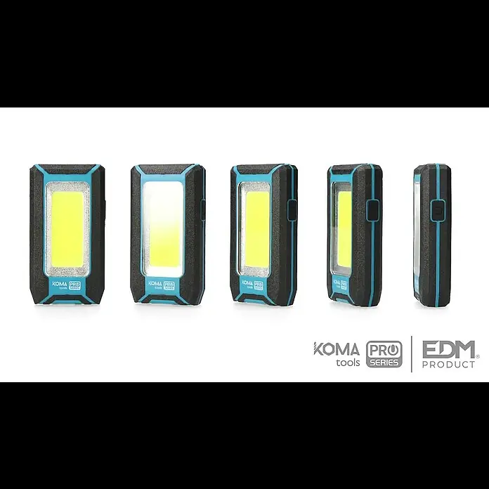 Linterna LED Koma - Funcionamiento con batería, Negro/Azul, 500 lm - Linterna LED COB 500Lumens. KOMA TOOLS PRO SERIES