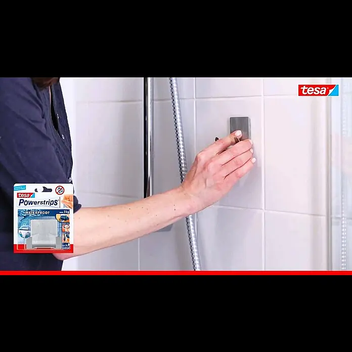 Tesa Powerstrips Waterproof Doppelhaken - 1 Stk., Edelstahl - Tesa - Powerstrips Waterproof Doppelhaken