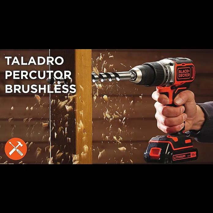 Black+Decker Llave de impacto de batería BL188KB-QW - 18 V, 2 baterías, 1,5 Ah, Número de revoluciones de marcha en vacío: 0 r.p.m. - 1.650 r.p.m. - Taladro Percutor BRUSHLESS | BLACK+DECKER