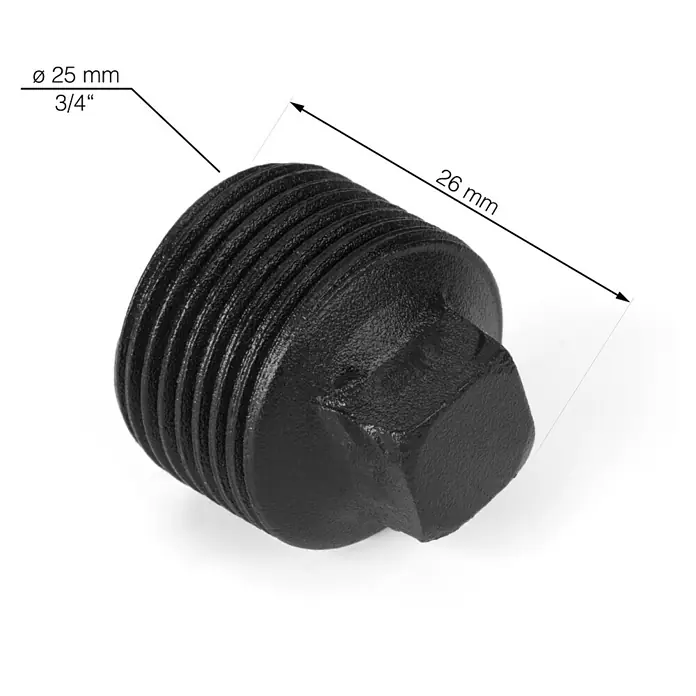 Walteco Rusticline Verschraubung Tube - Stahl, Schwarz, 2 Stk. - Skizze