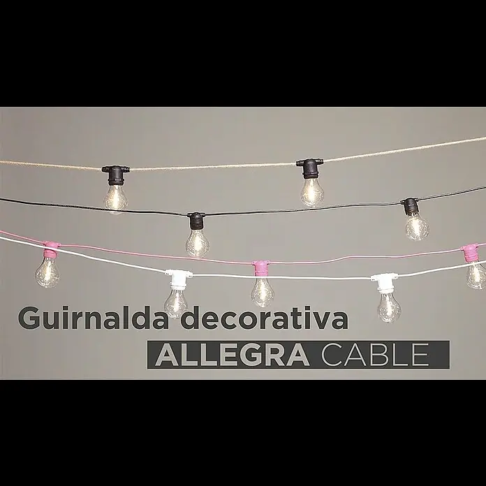 New Garden Guirnalda Allegra - 5 W, 10 ud., Largo: 8 m, RGB, Negro - Guirnalda decorativa Allegra Cable