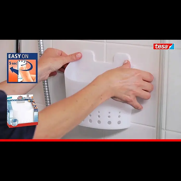 Tesa Powerstrips Waterproof Duschkorb - Kunststoff, Weiß - Tesa Powerstrips Waterproof Duschkorb