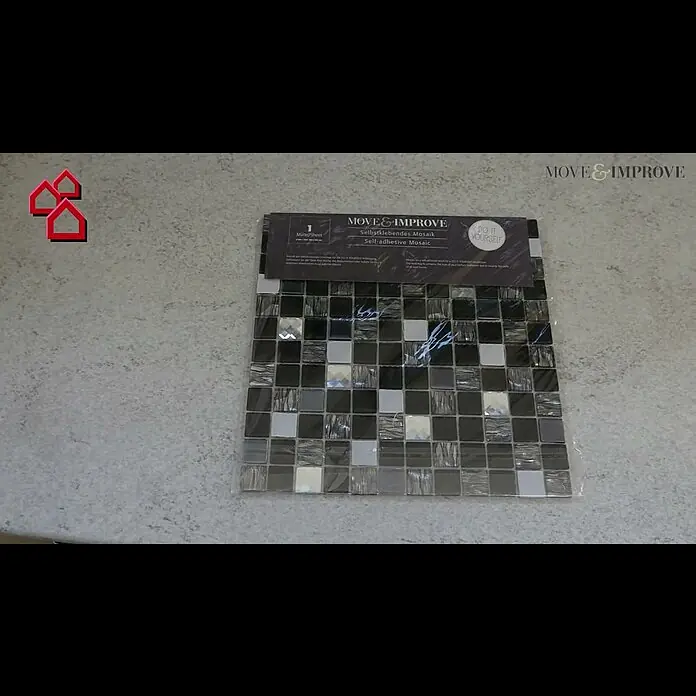 Mosaikfliese Quadrat Uni B100 - 32,6 x 30 cm, Weiß, Glänzend - Selbstklebendes Fliesenmosaik