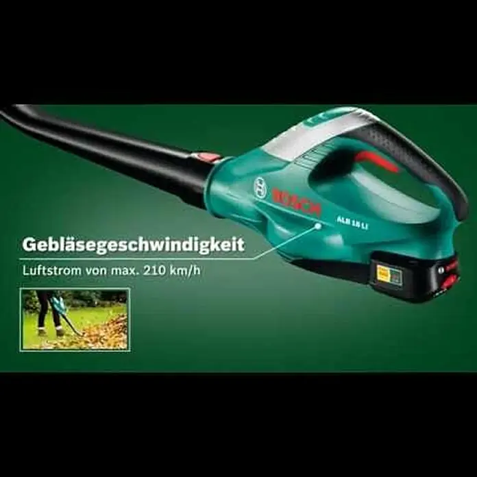 Bosch 18 V Power for All Akku-Laubbläser ALB 18 LI - 18 V, Li-Ionen, 2,5 Ah, 1 Akku, Blasgeschwindigkeit: 210 km/h - Bosch Akku-Laubbläser ALB 18 LI