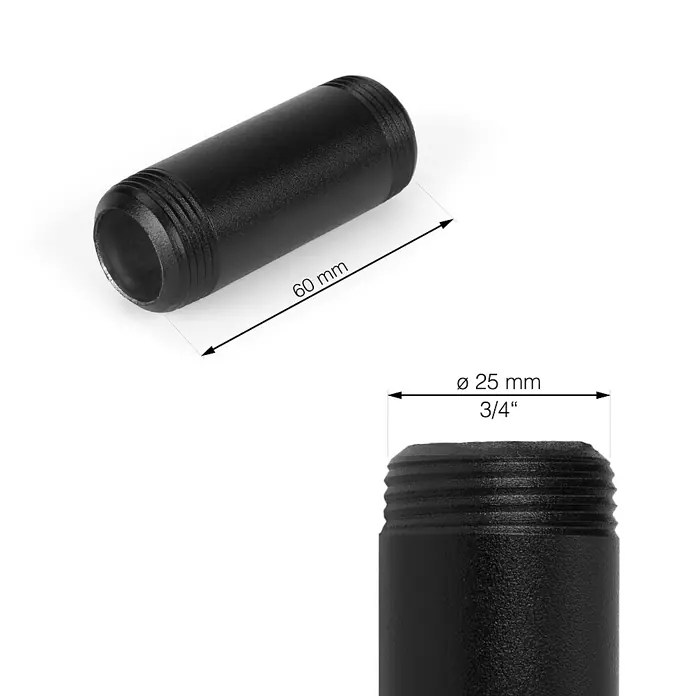 Walteco Rusticline Rohr Tube - Länge: 60 mm, Stahl, Schwarz - Skizze