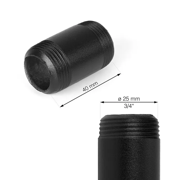 Walteco Rusticline Rohr Tube - Länge: 40 mm, Stahl, Schwarz - Skizze