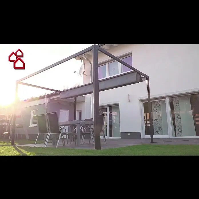 Sunfun LED-Pavillon - 3 x 4 x 2,4 m, Anthrazit, Per App steuerbar - Elektrischer LED Raffpavillion