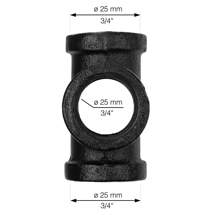 Walteco Rusticline Kreuzstück Tube - Stahl, Schwarz - Skizze