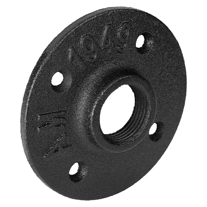 Walteco Rusticline Flanschplatte Tube - Durchmesser: 85 mm, Stahl, Schwarz - Diagonale Ansicht