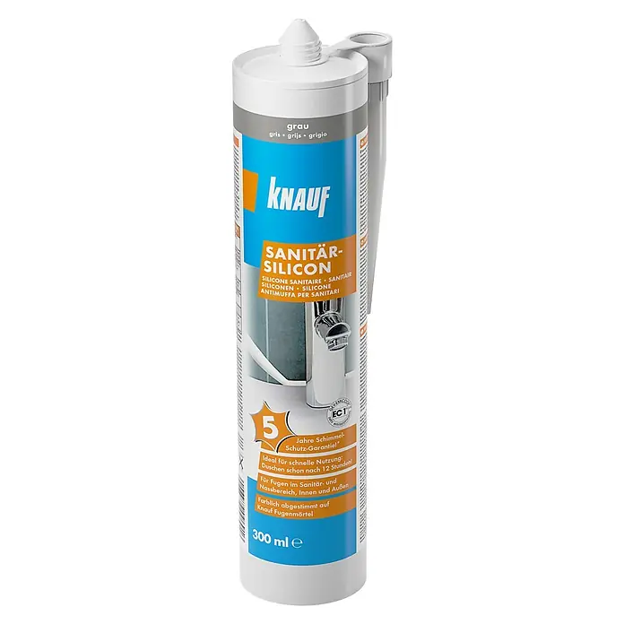 Knauf Sanitär-Silikon - Grau, 300 ml - Vorderansicht