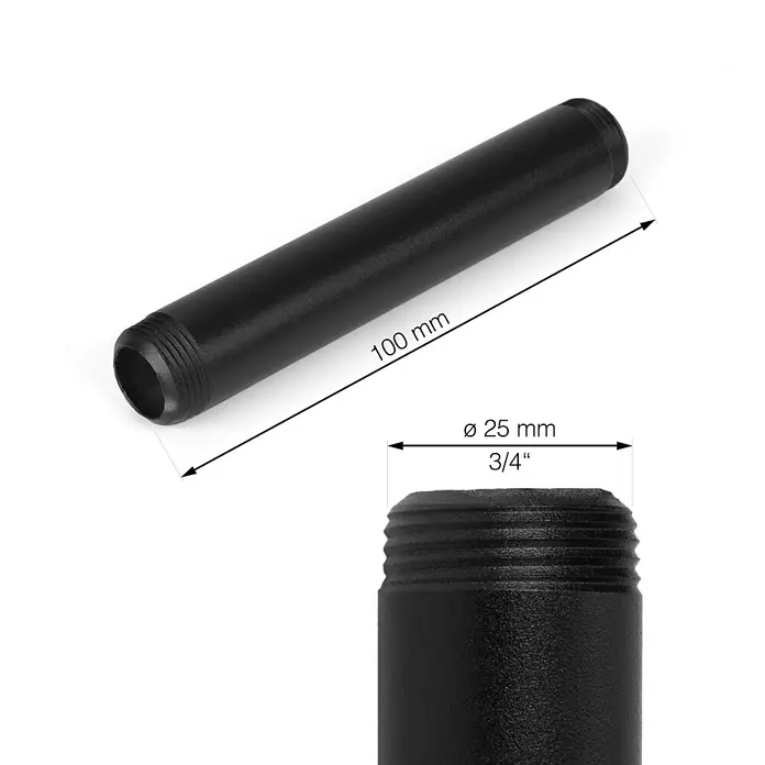 Walteco Rusticline Rohr Tube - Länge: 100 mm, Stahl, Schwarz - Skizze