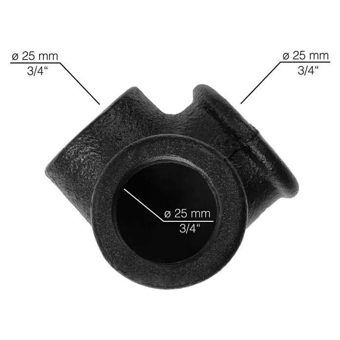 Walteco Rusticline Y-Stück Tube - Stahl, Schwarz - Skizze