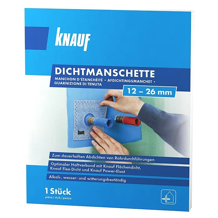 Knauf Dichtmanschette - Durchmesser Loch: 12 - 26 mm, 100 x 100 mm - Vorderansicht